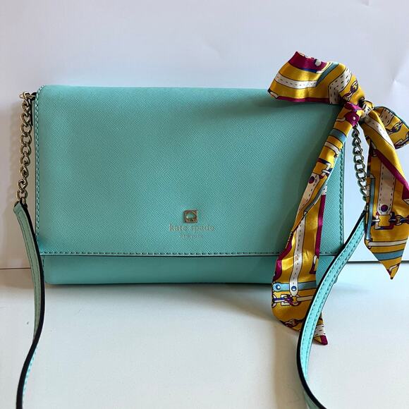 KATE SPADE Charlotte Street Alex Leather Crossbody, Blue Aqua - Picture 4 of 13